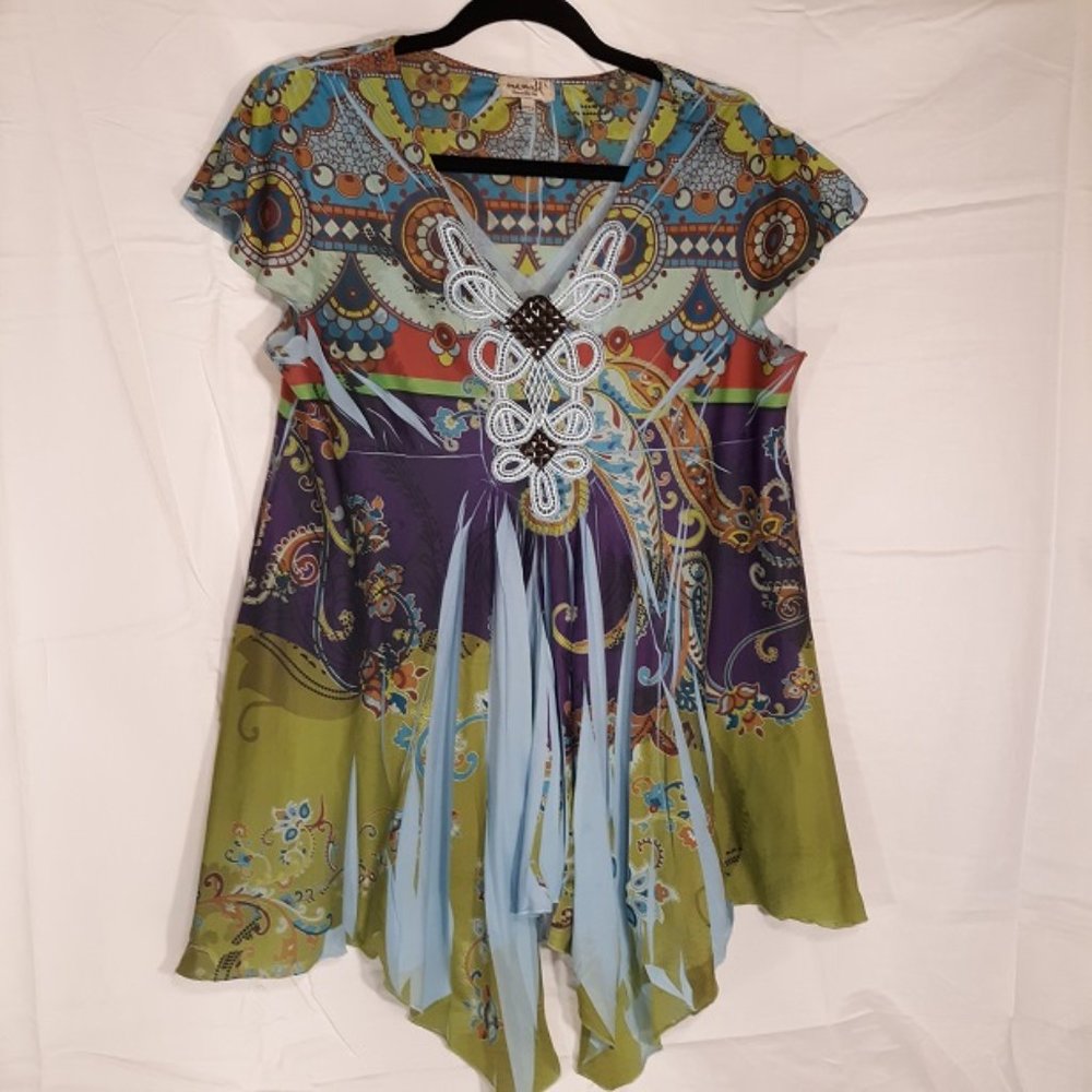 One World Live And Let Live Sublimation Shirt Large GUC Top Blouse